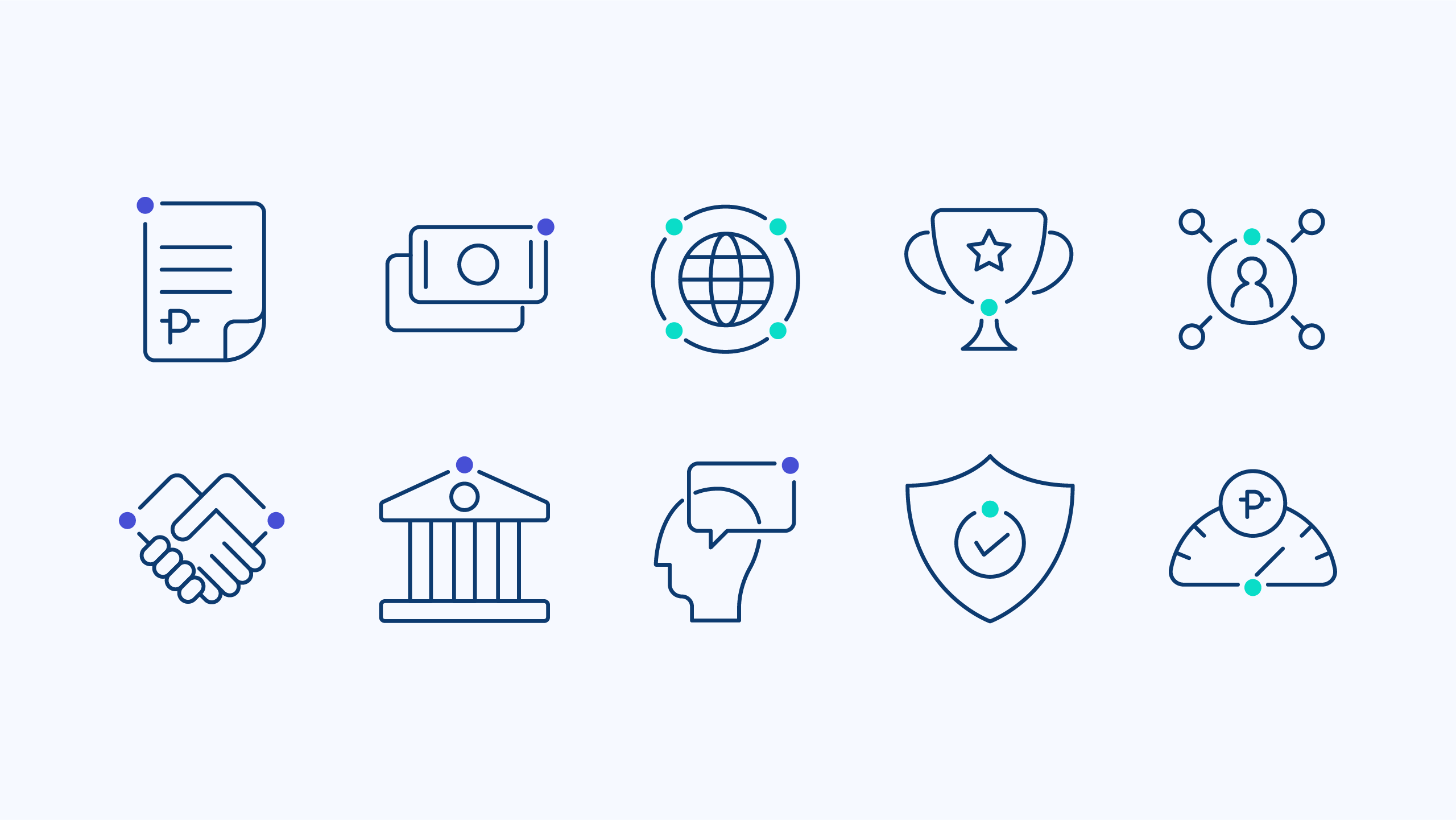 Clean and minimal icon set design for technology finance brand First Circle