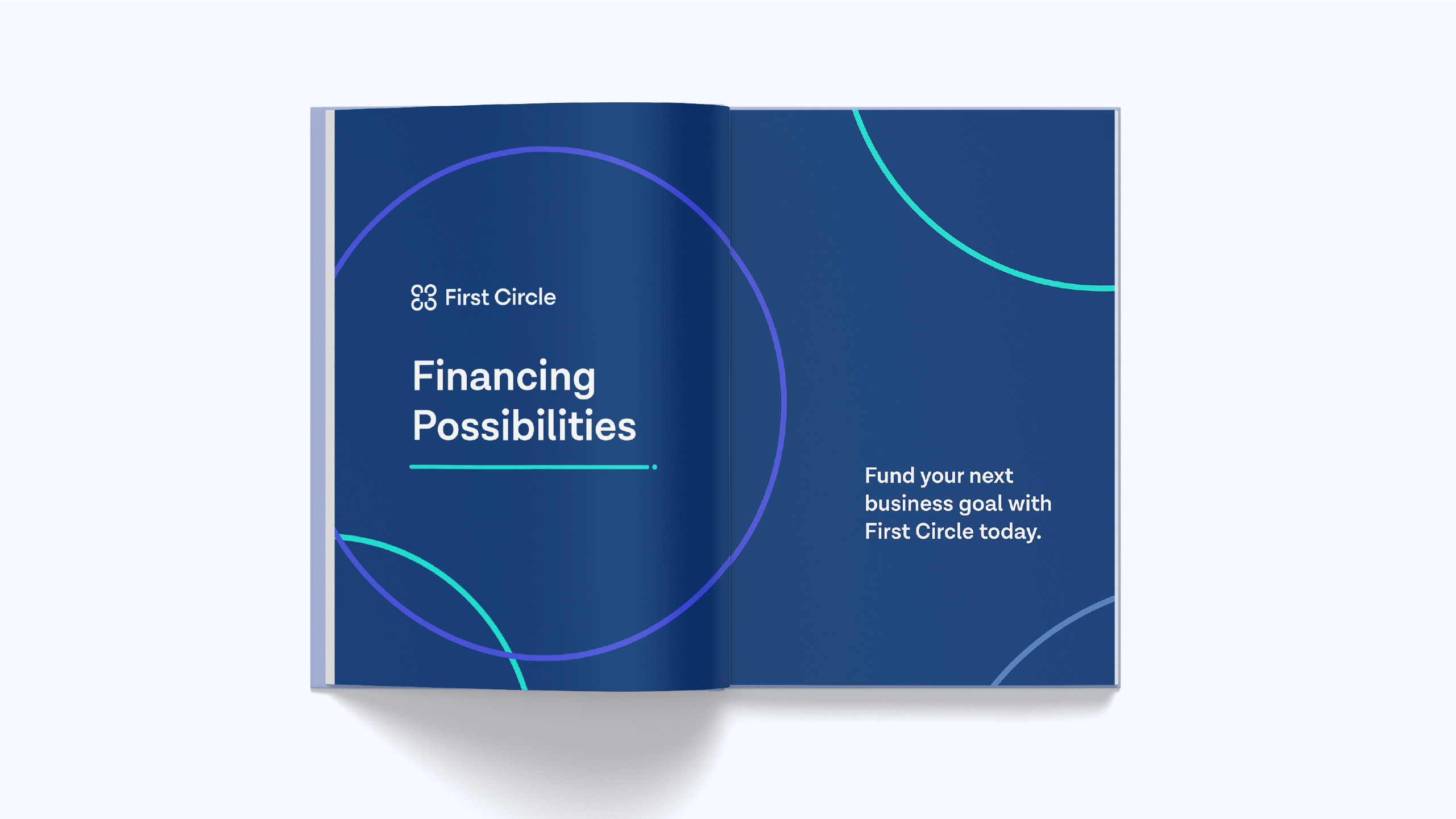 Tone and language guide with geometric elements designed for technology finance brand First Circle