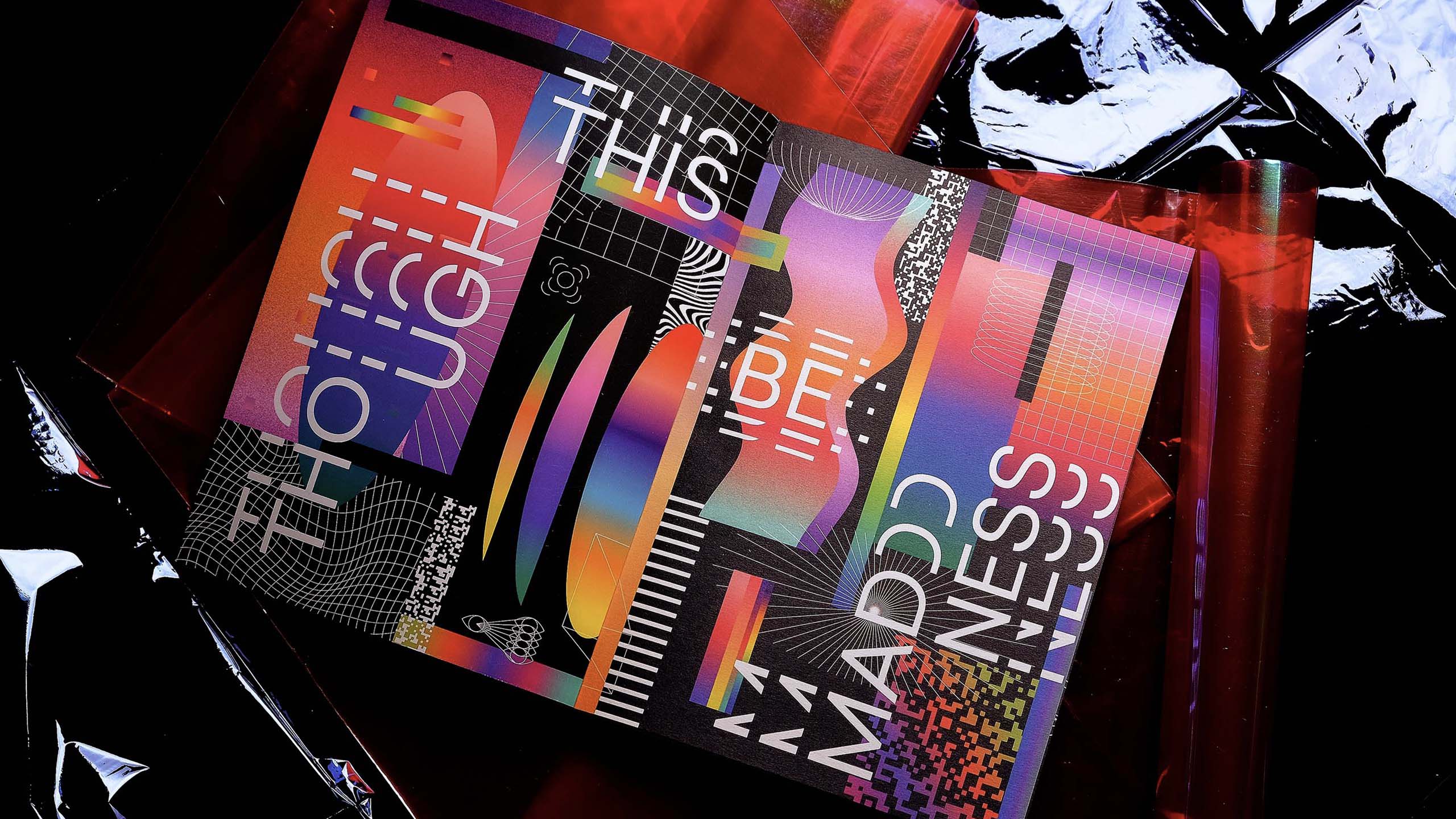 A creative and colorful glitch-inspired layout for branding and design magazine The Serious Review