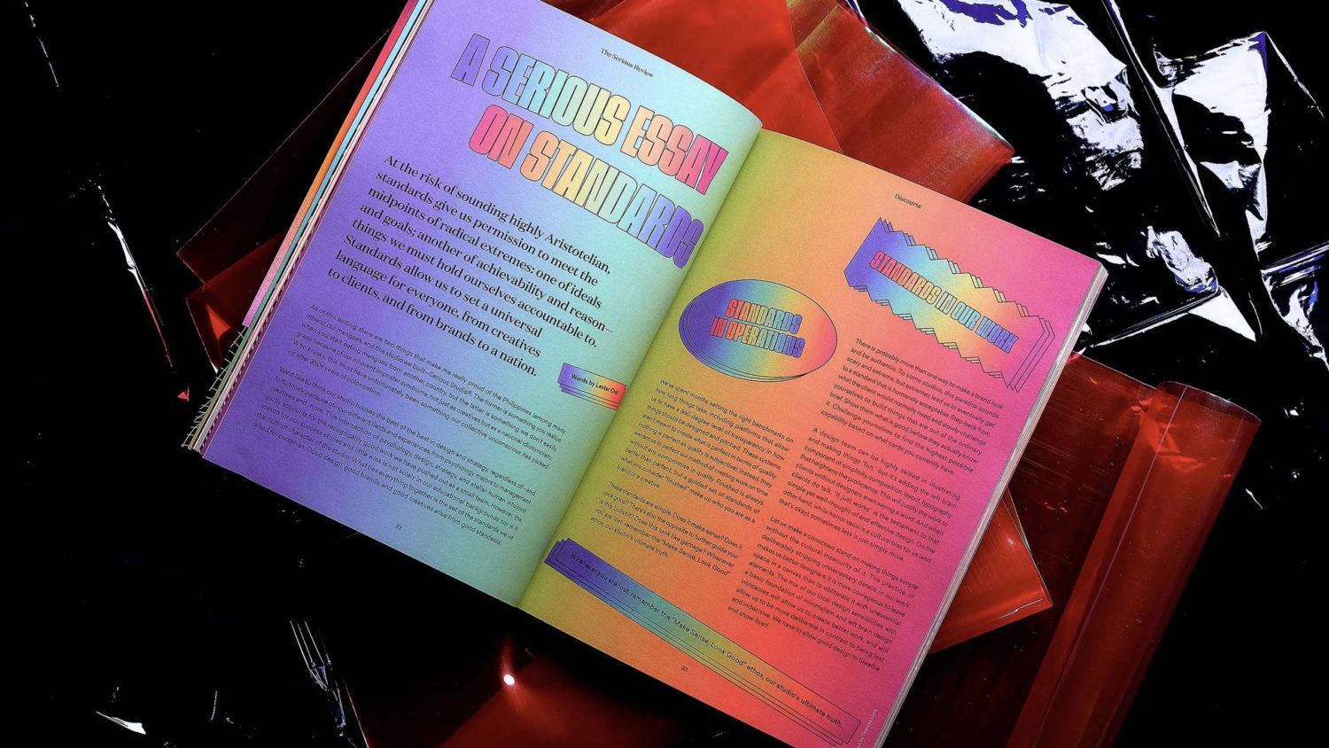 A colorful layout for an opinion essay on branding in The Serious review