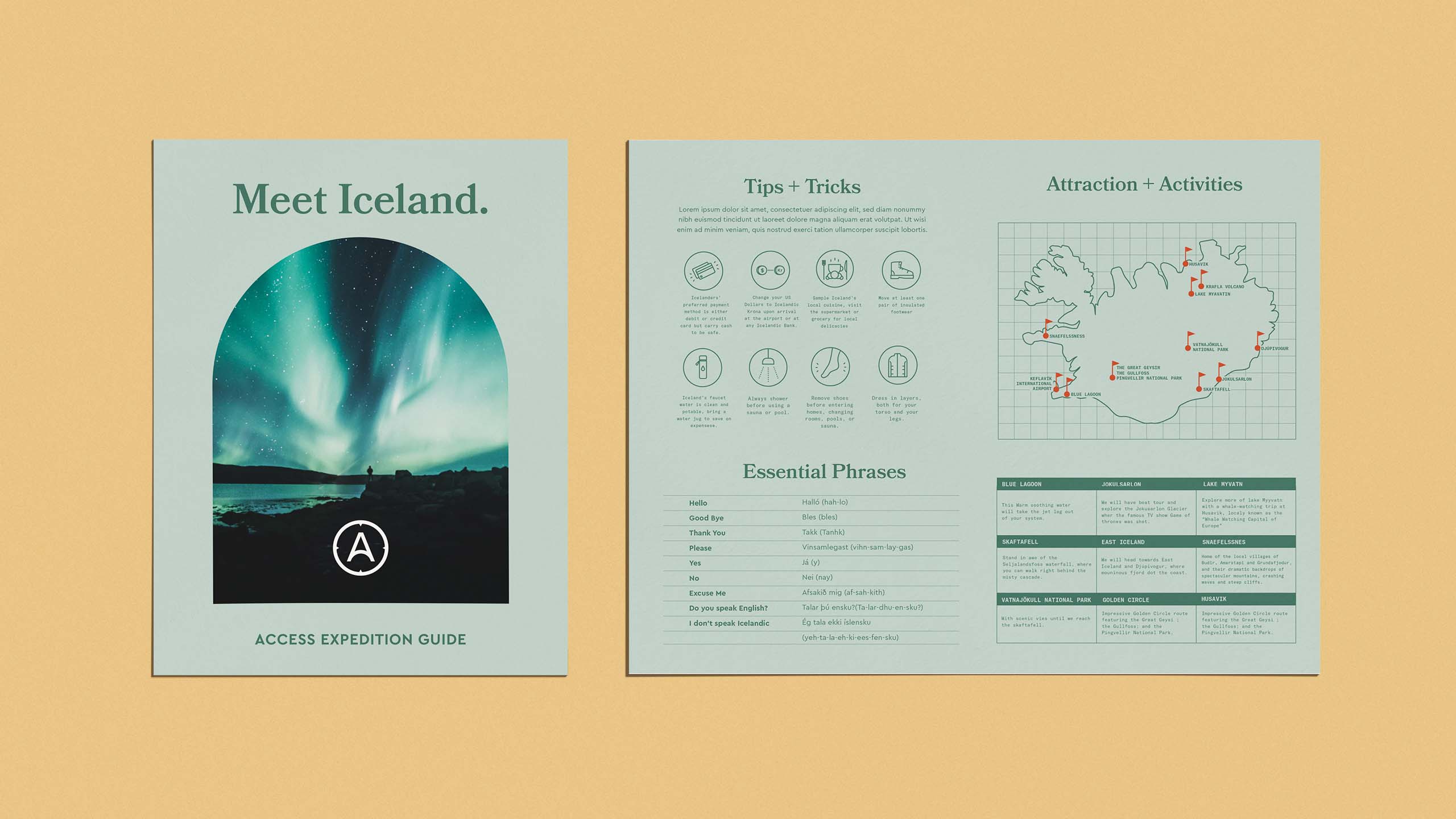 A minimal and detailed travel guide designed for travel brand Access Travel