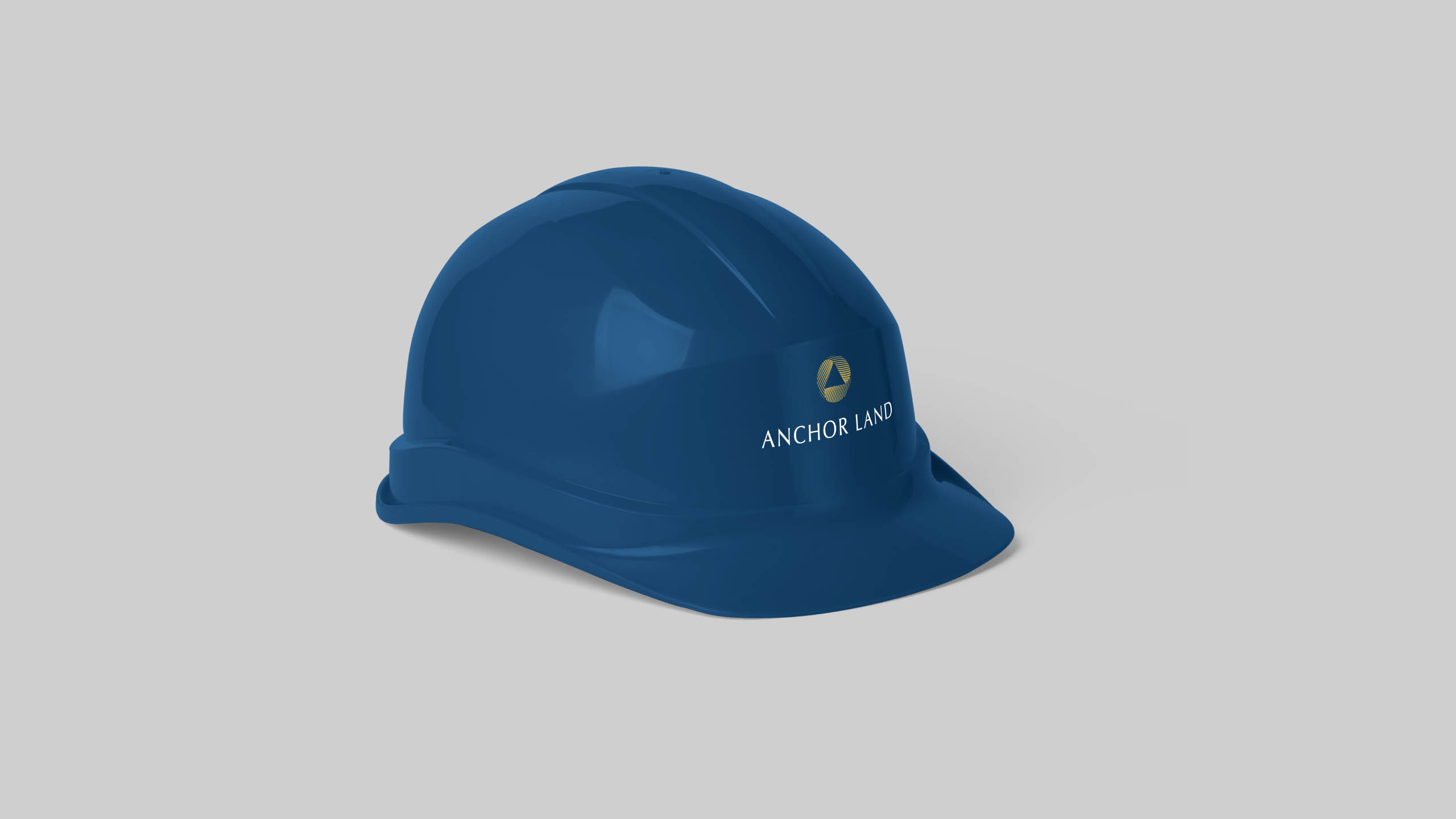Branded construction hard hat design for property developer brand Anchor Land