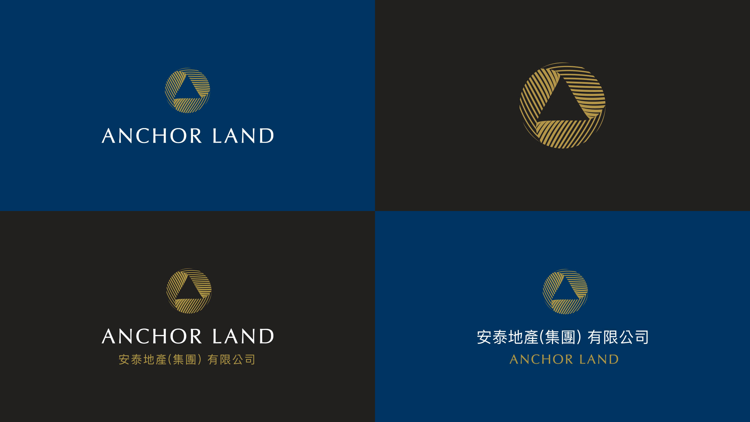 Geometric logo lockups and design for property developer brand Anchor Land