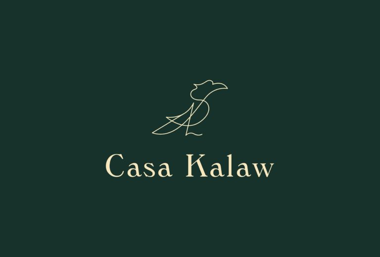 A minimal line art logo design of a Palawan hornbill designed for El Nido B&B brand Casa Kalaw