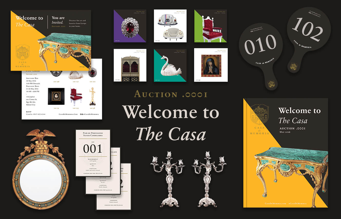 Campaign branding and collaterals designed for Welcome to the Casa Auction for Casa de Memoria