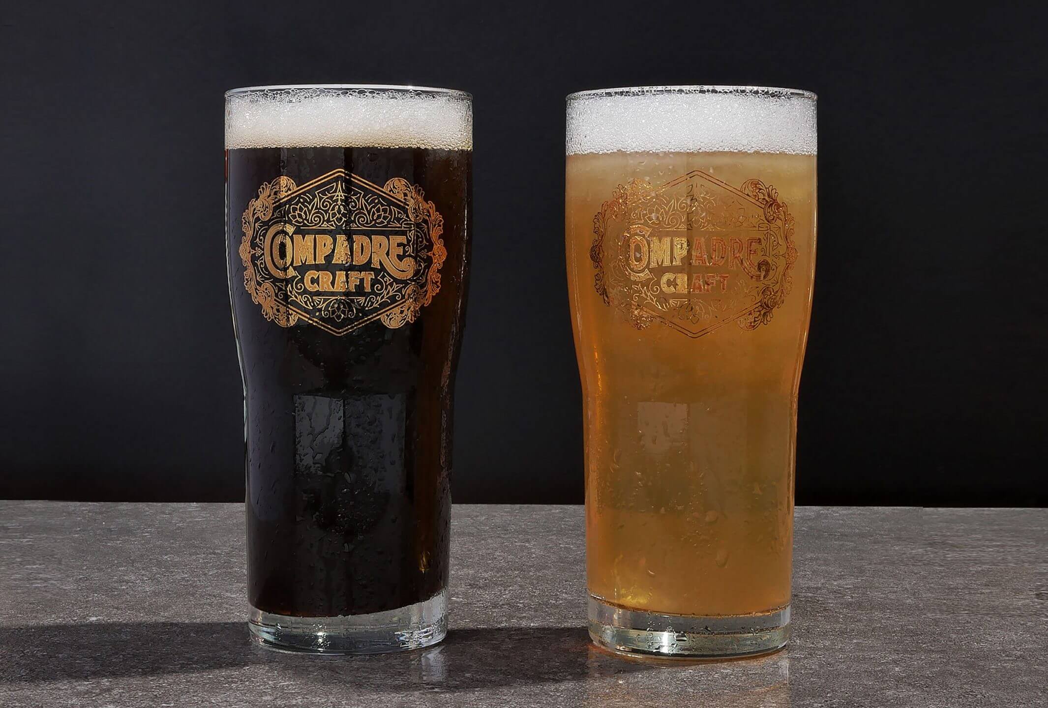 Custom vintage bottle designs for food and beverage brand Compadre Craft Beer