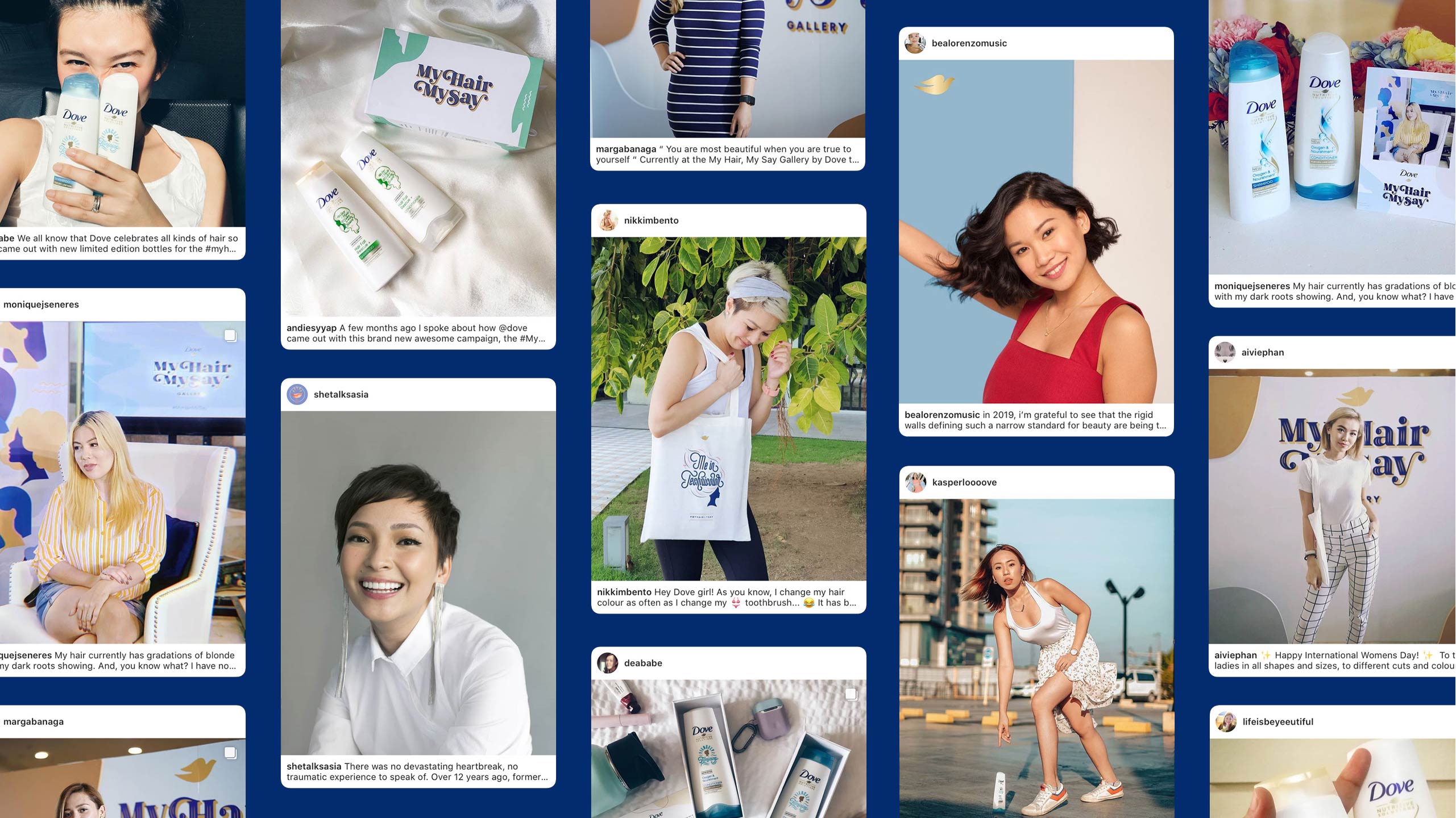 A collection of Instagram posts for Dove My Hair My Say campaign