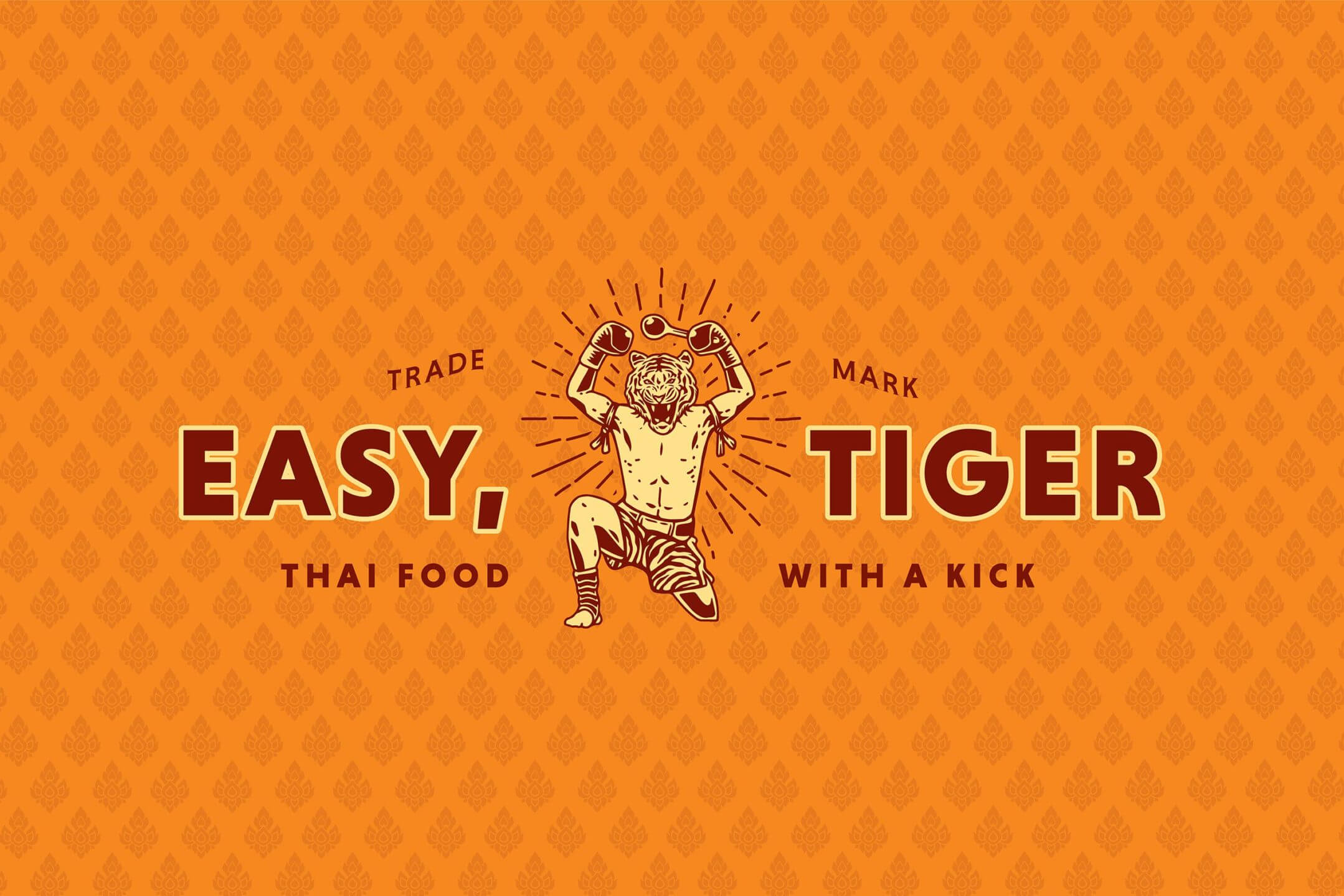 The logo lockup featuring a tiger illustration for Thai food and beverage brand Easy Tiger