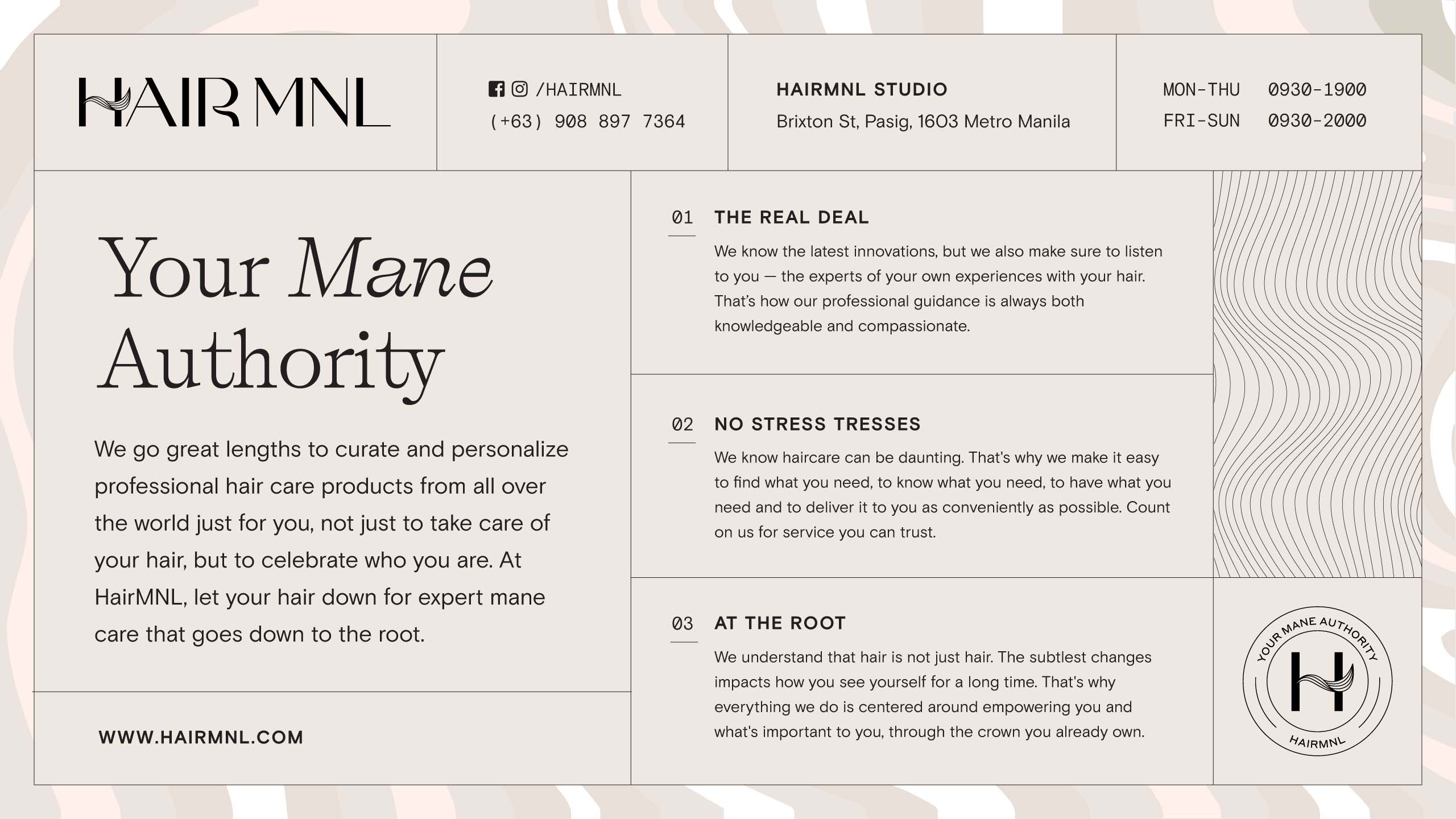 Branding, copywriting, and typography for professional haircare brand HairMNL