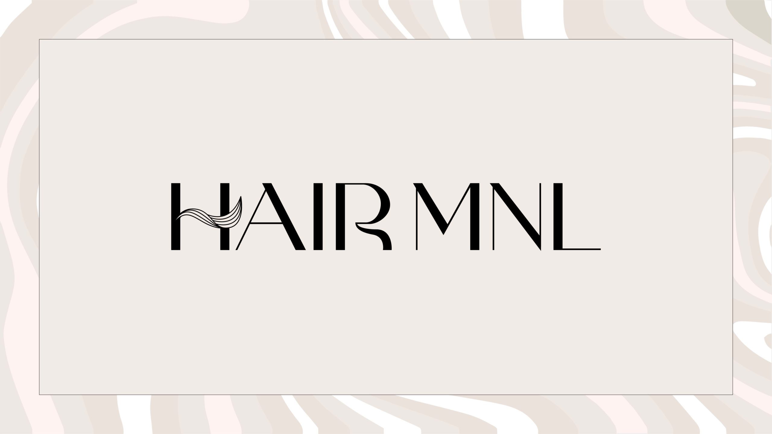 Minimalist logo on a marble pattern designed for professional haircare brand HairMNL