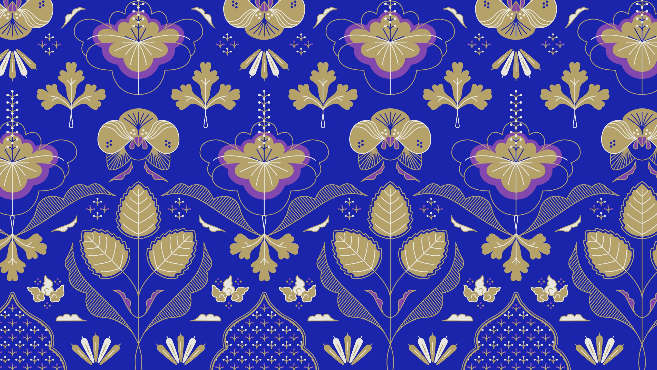 A vibrant pattern inspired by Thai plants, flowers, and spices for Thai restaurant Muang Thai