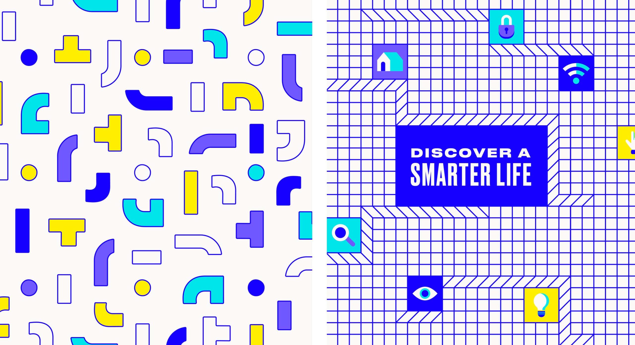 Fun and colorful geometric brand patterns for retail tech brand Nifty
