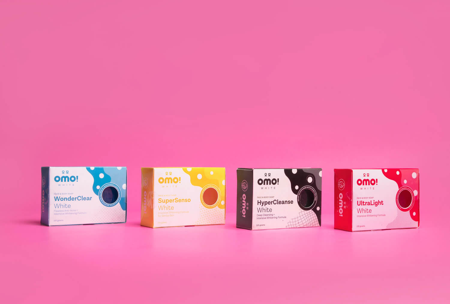 Cute and fun soap box packaging design for beauty and skincare brand Omo! White