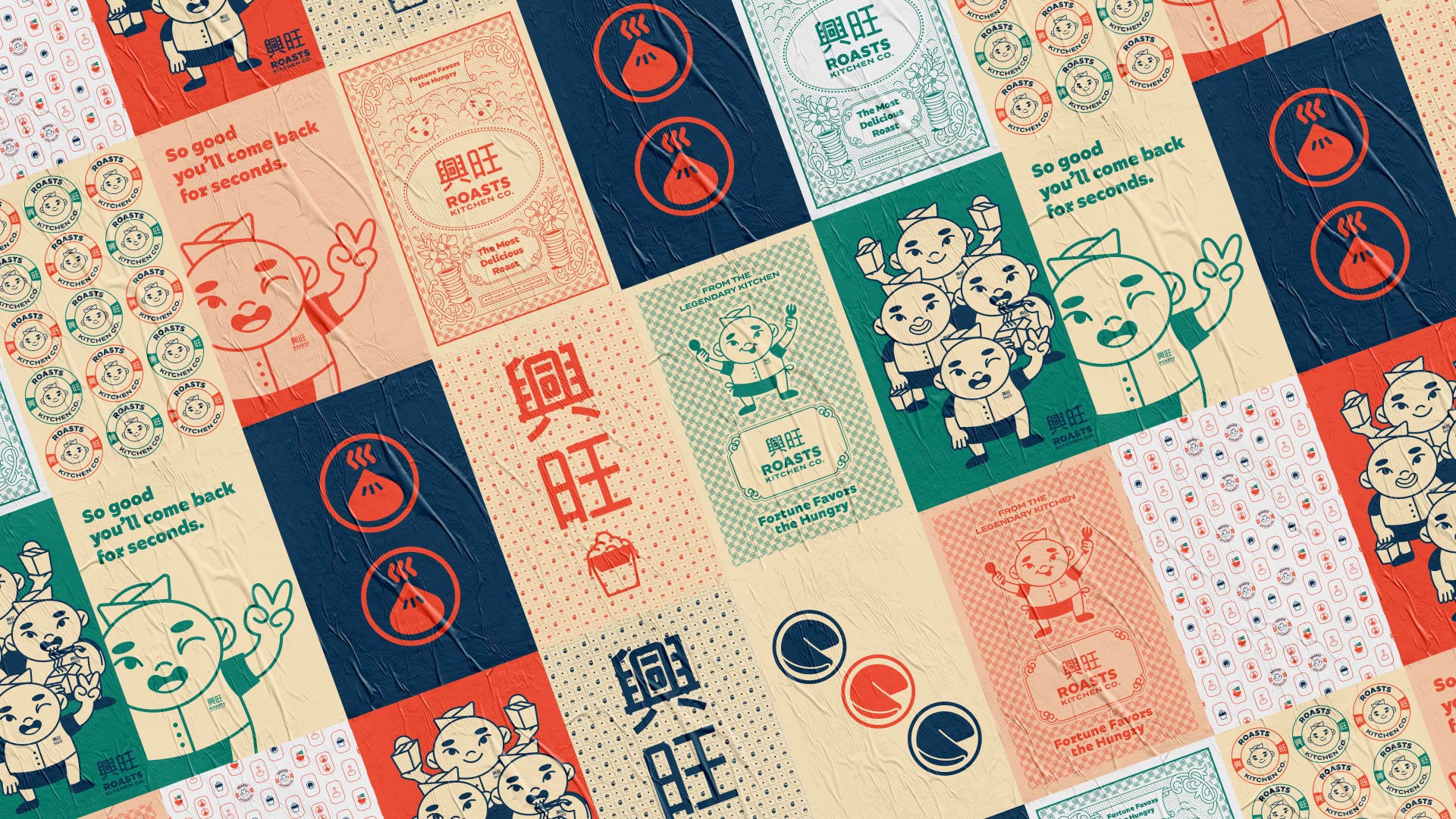 Intricate and oriental poster wall designs for Hong Kong roasts restaurant Roasts Kitchen Company