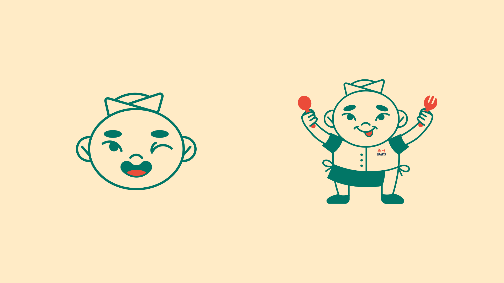 Cute animated mascot design for for Hong Kong roasts restaurant brand Roasts Kitchen Company