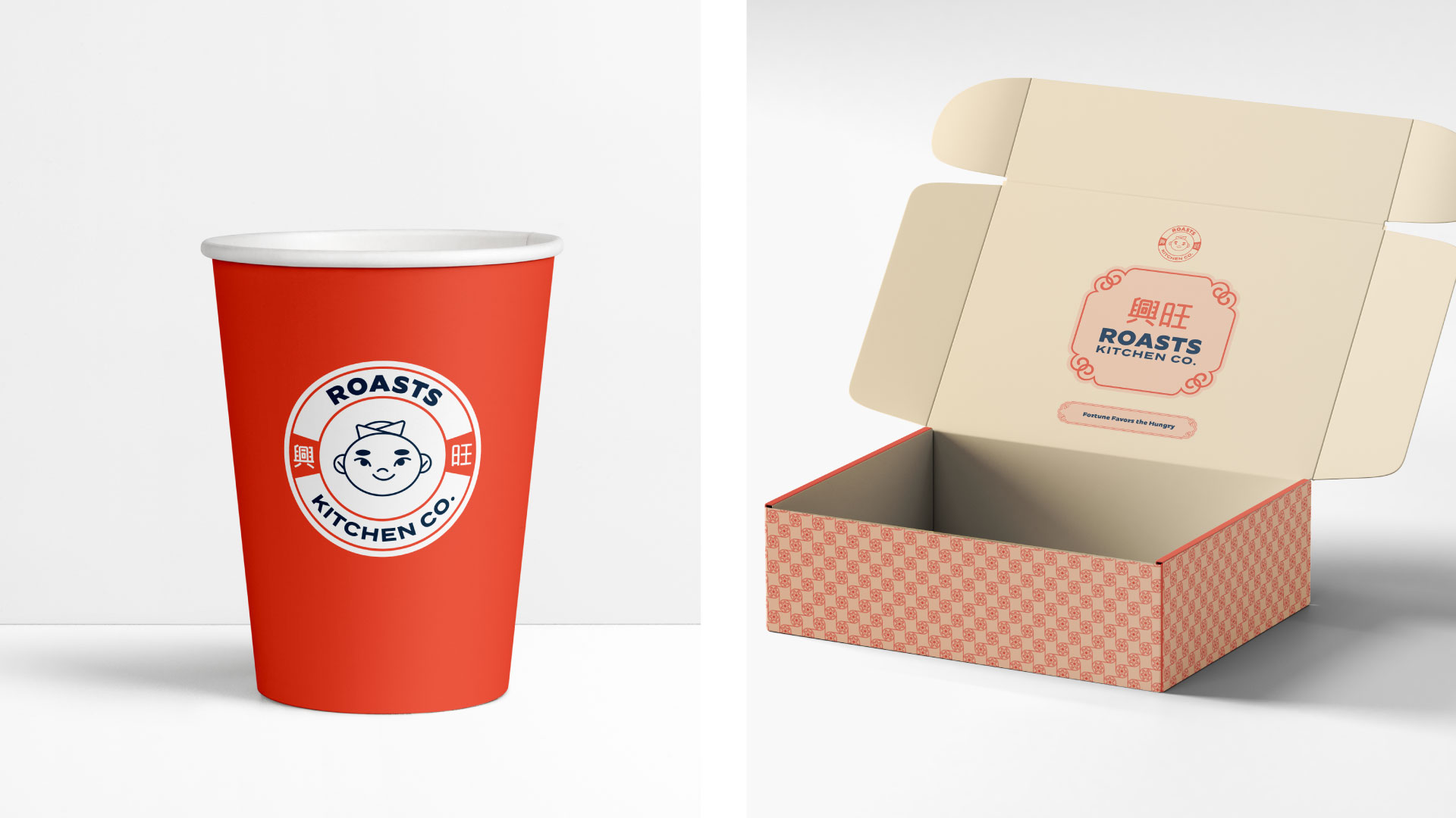 Dine in and take out food packaging for Hong Kong roasts restaurant Roasts Kitchen Company