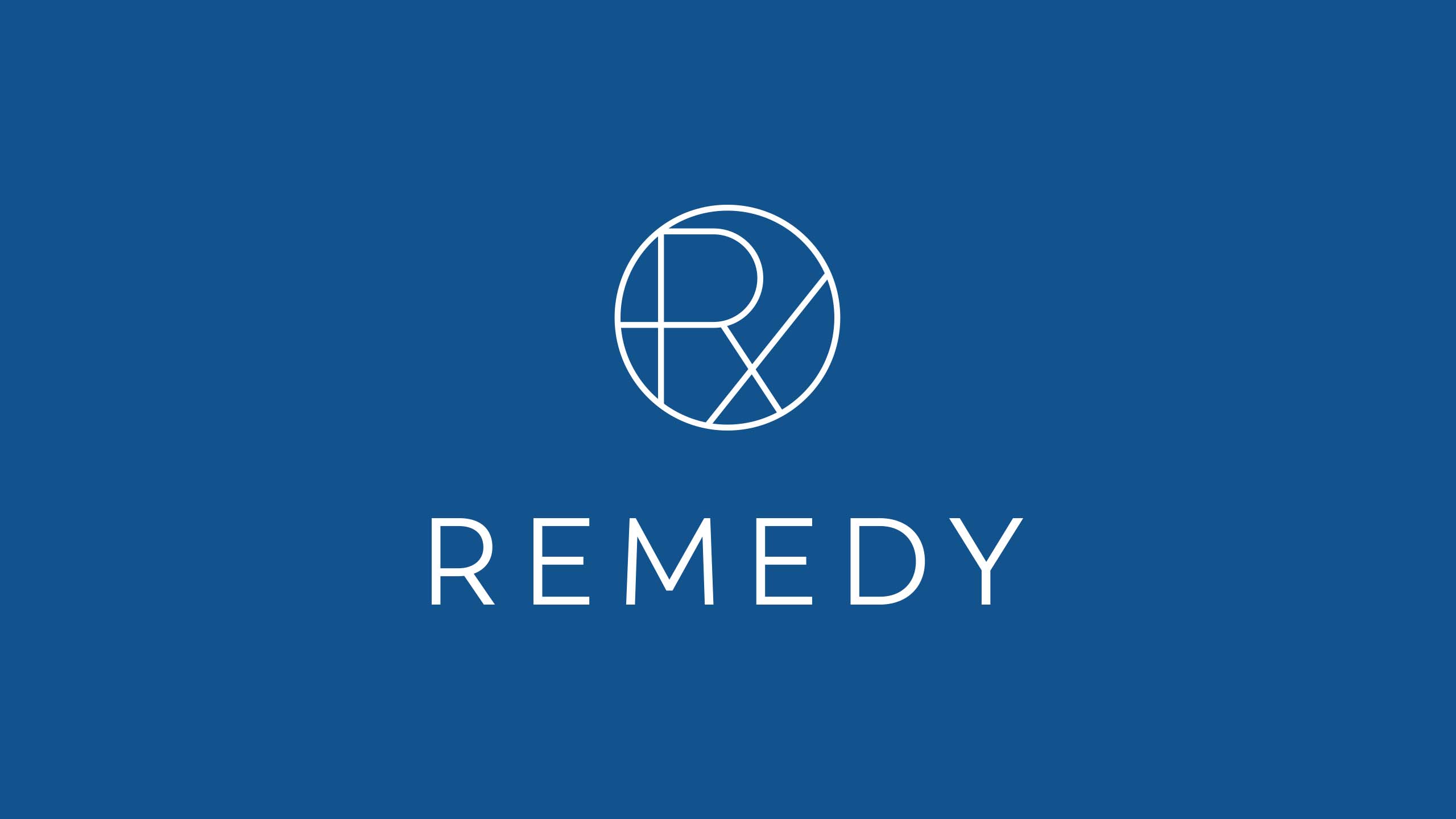 Blue and white logo and icon for dermatology clinic and brand Remedy Skin Solutions