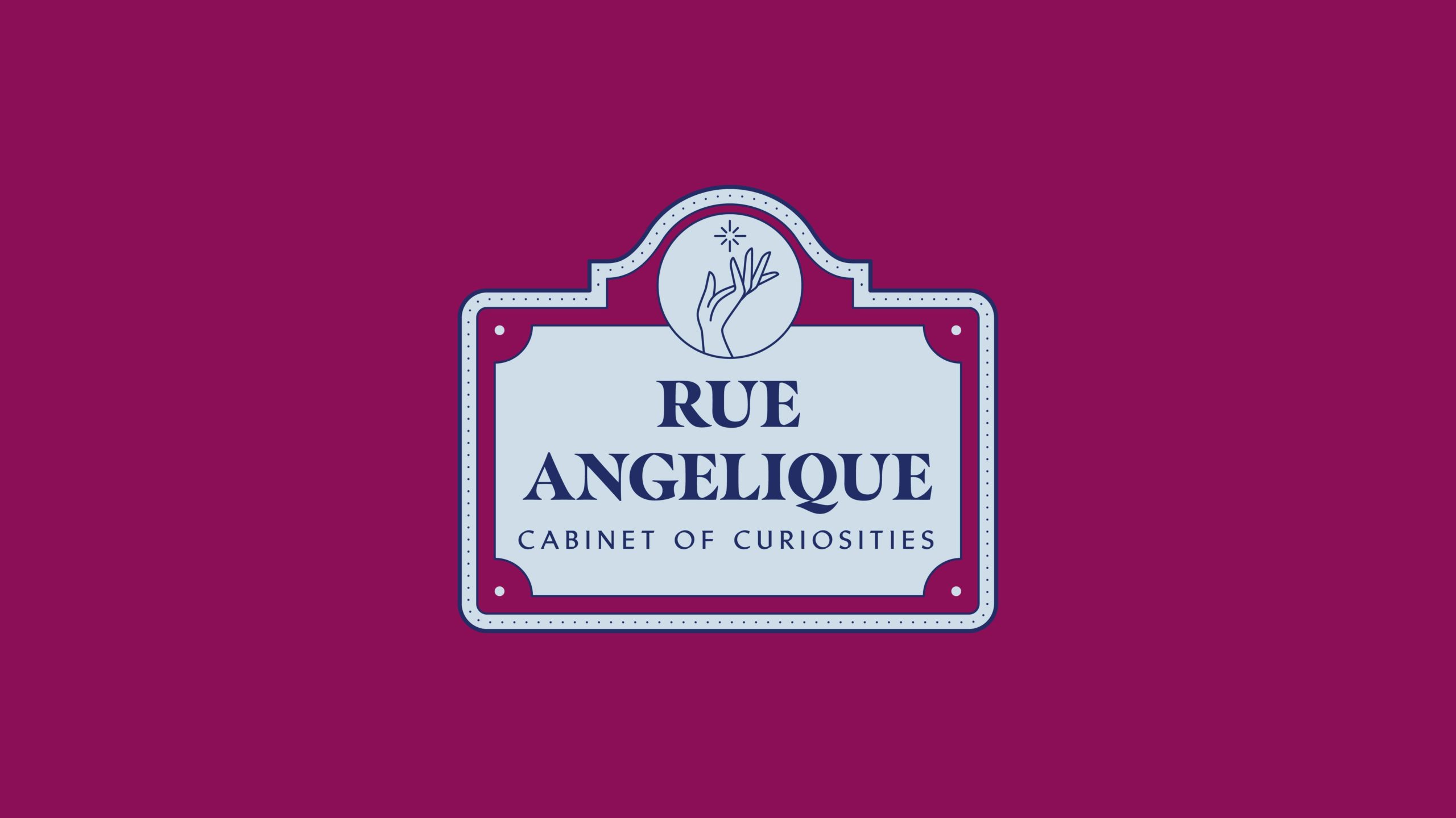 Paris street sign-inspired logo for antiques store Rue Angelique