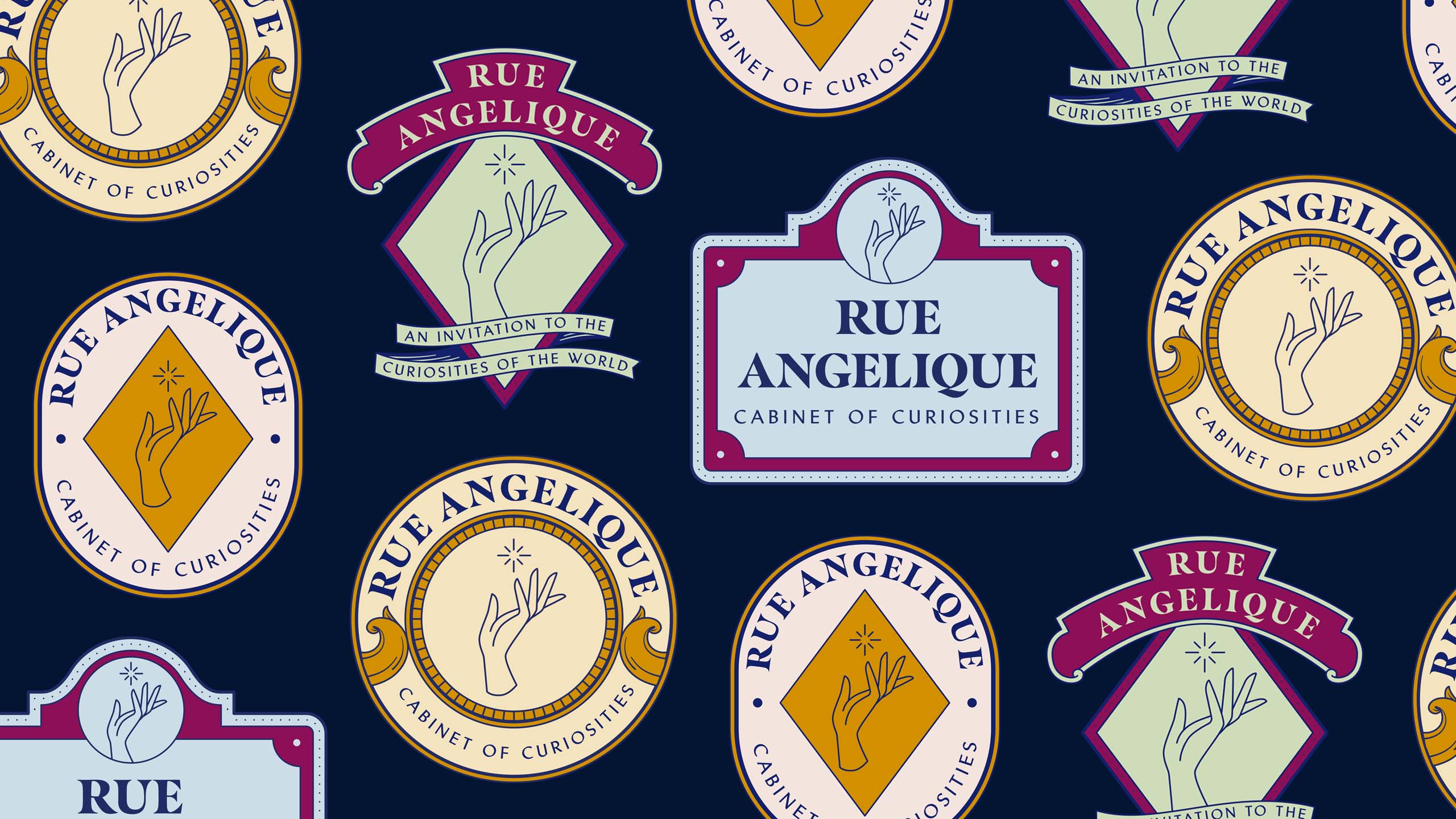 Icons and logos designed for antiques store Rue Angelique
