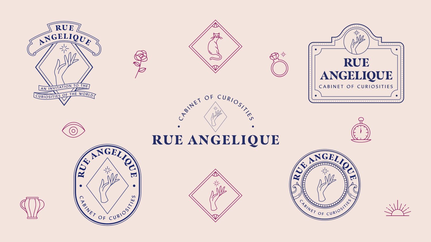Branded icons for antiques store Rue Angelique