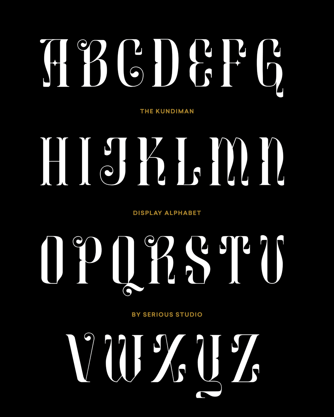 Display alphabet of the custom Filipino typeface Kundiman