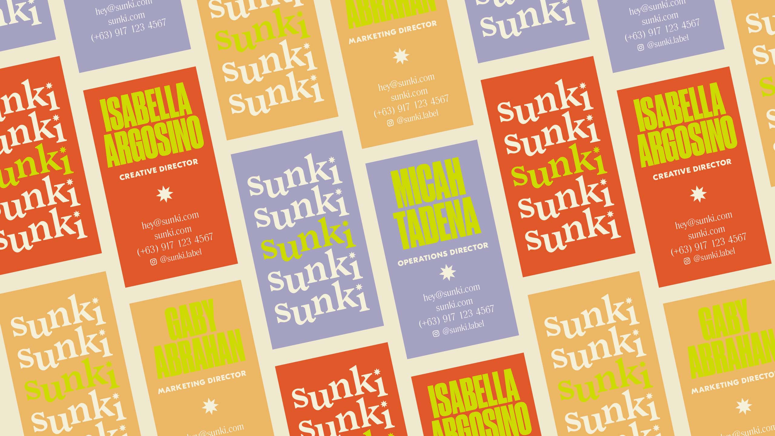 Bold and colorful business card design for sustainable retail brand Sunki