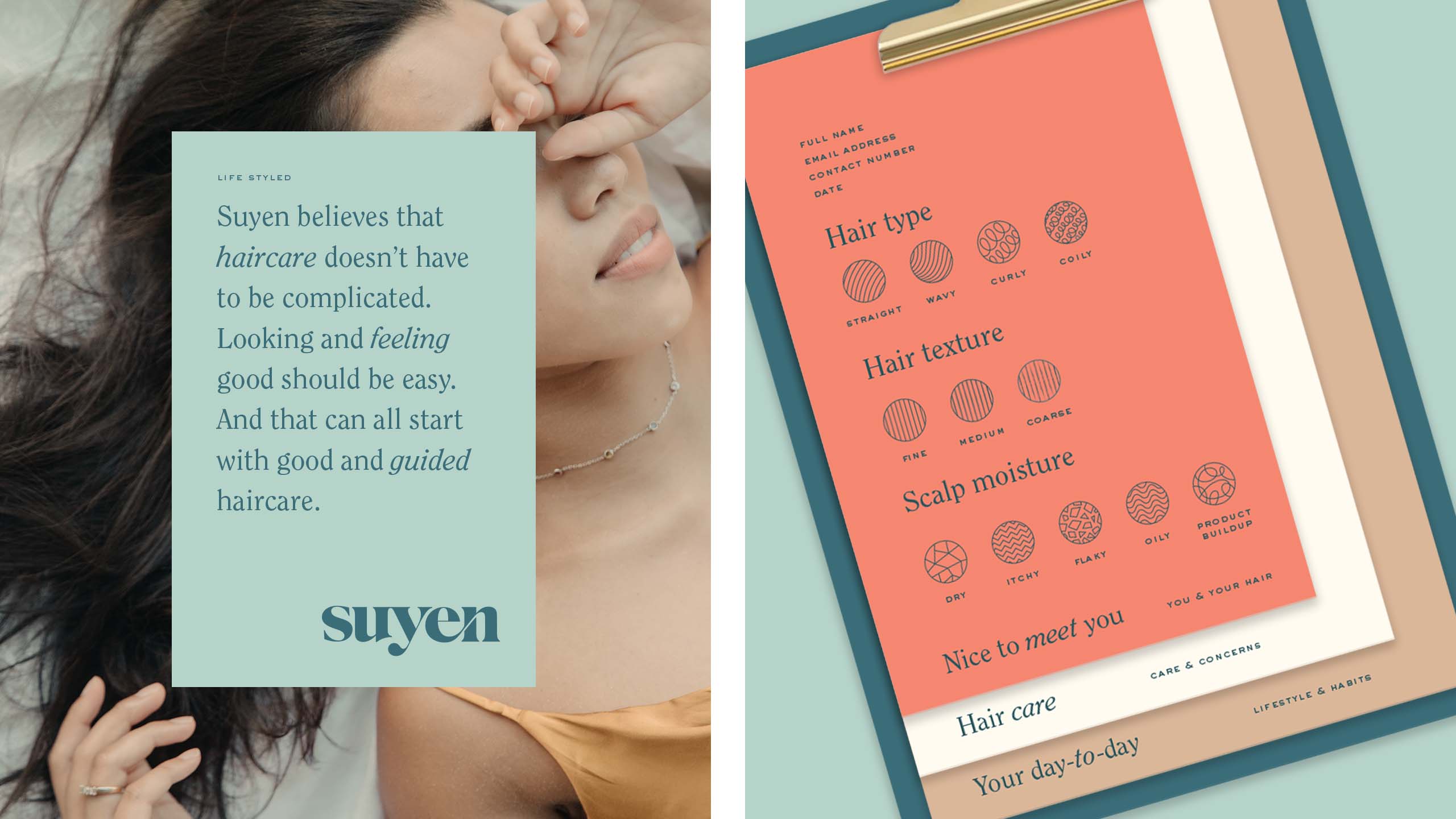 Fashion photography and prescription pad design for hairstylist and brand Styled by Suyen