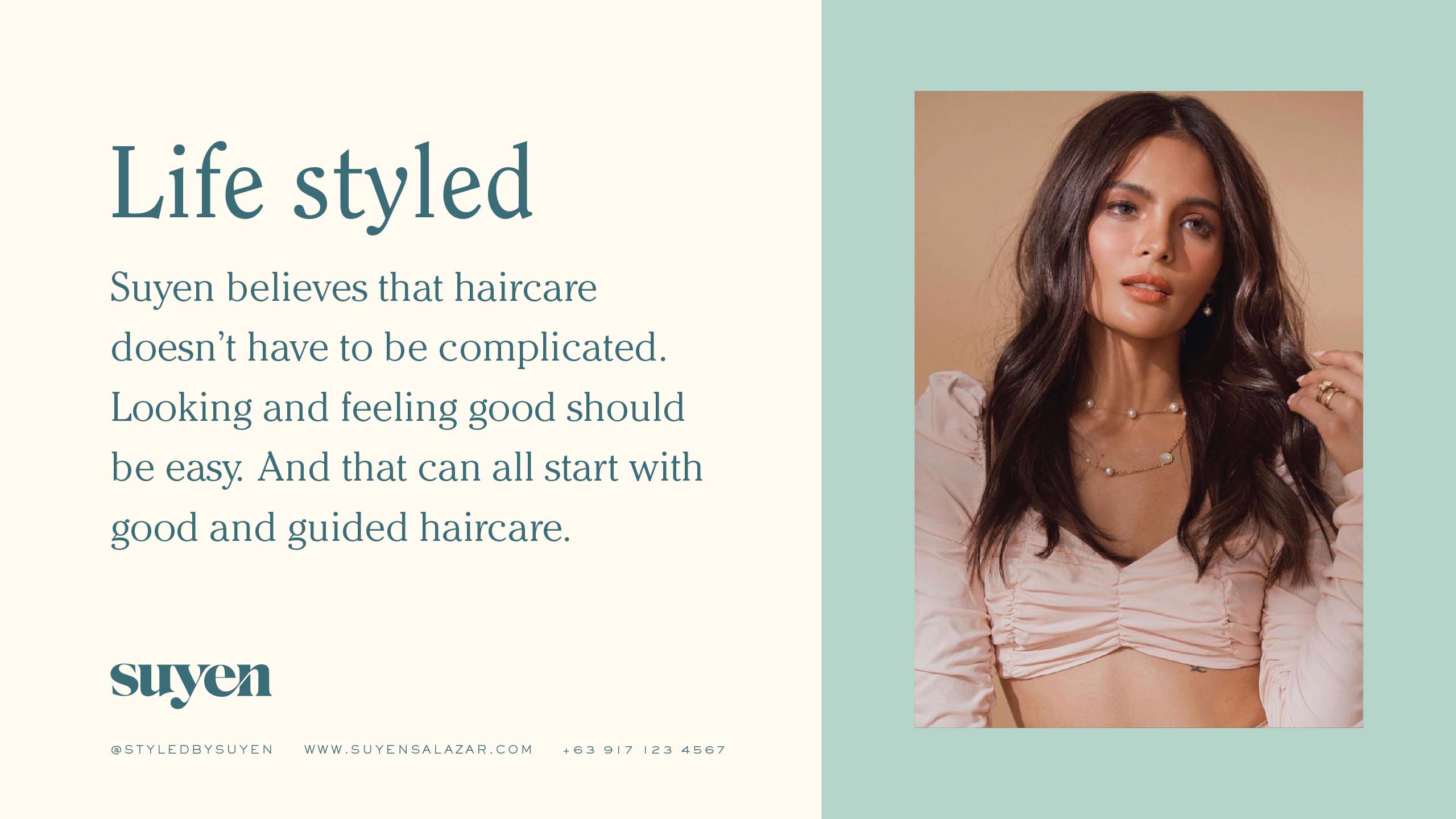 Modern and sophisticated typesetting design for hairstylist and brand Styled by Suyen