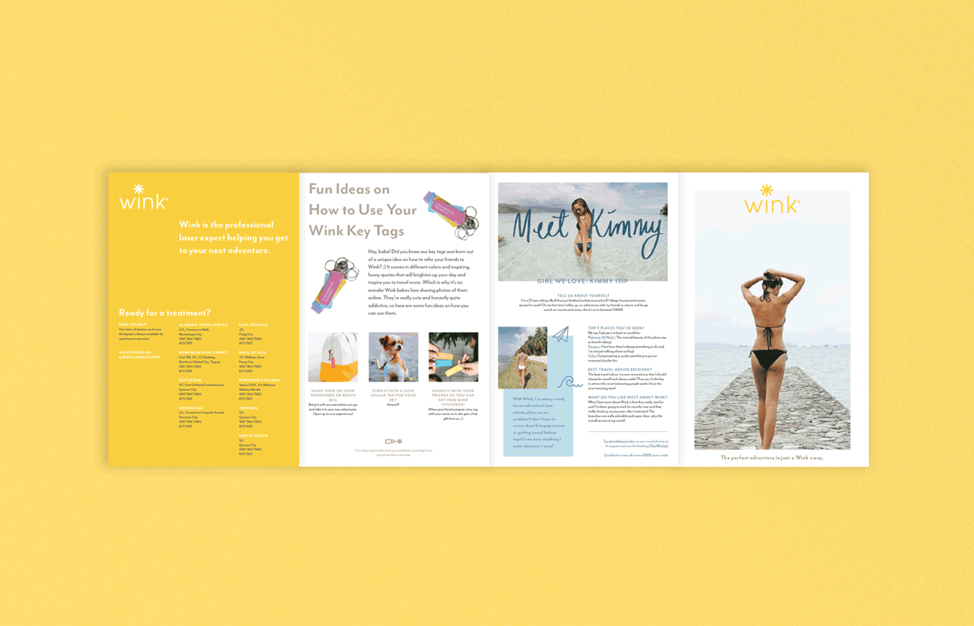 Animated brochure layout and design for beauty service brand Wink Laser Studio