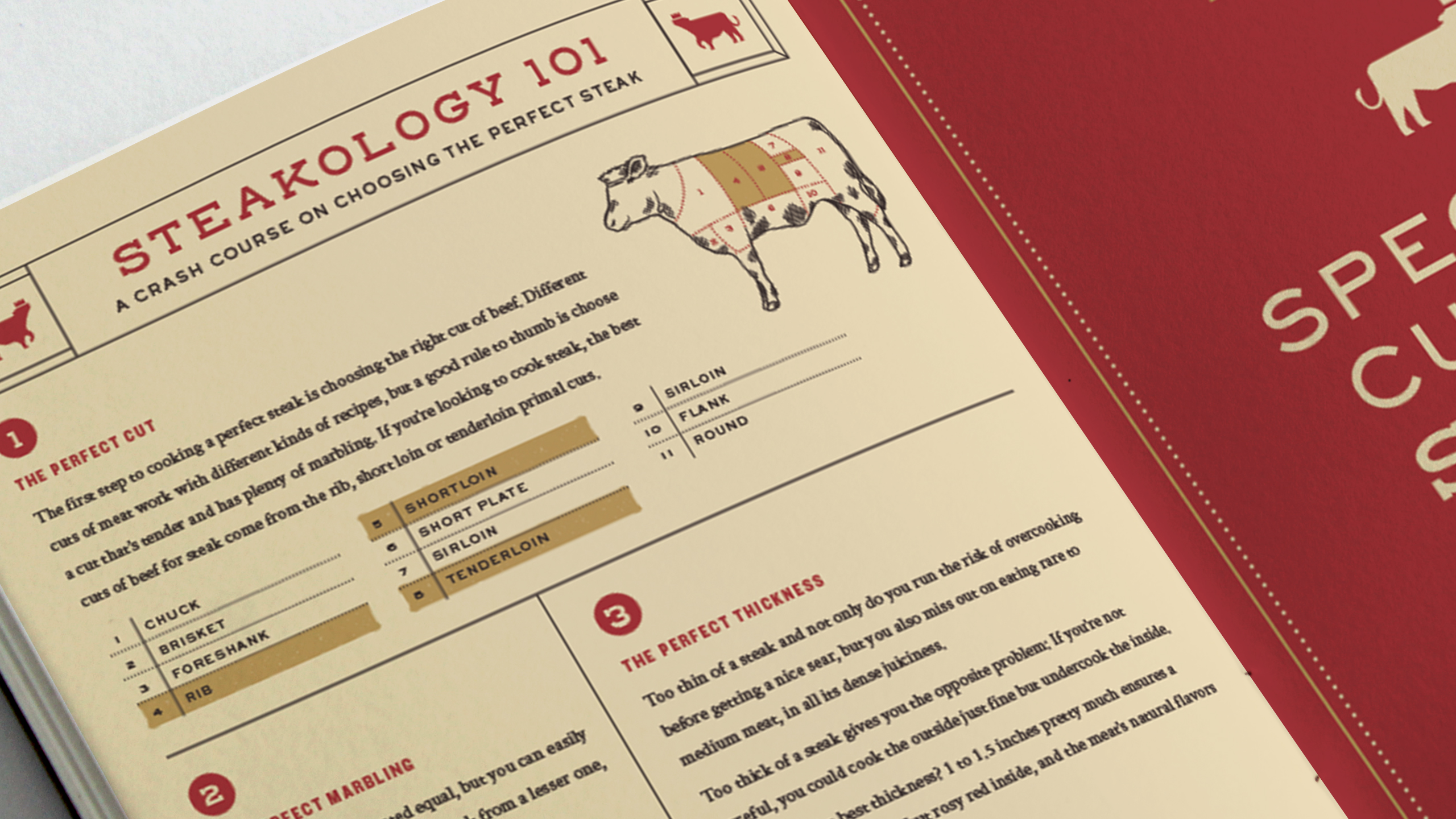 Typography and illustrations applied on menu and catalogue design for Primebeef
