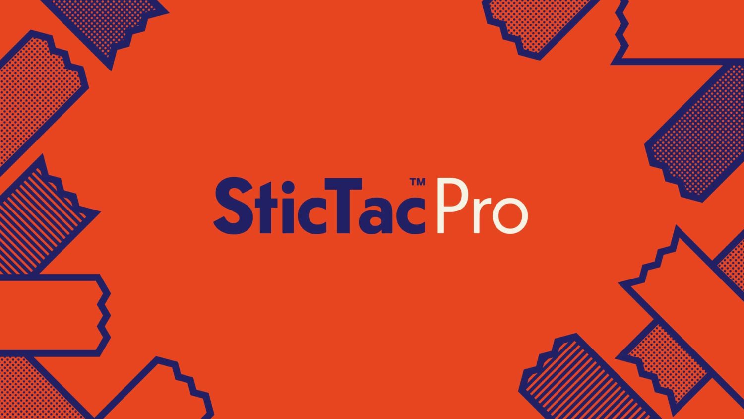Logo for SticTac Pro against a red background