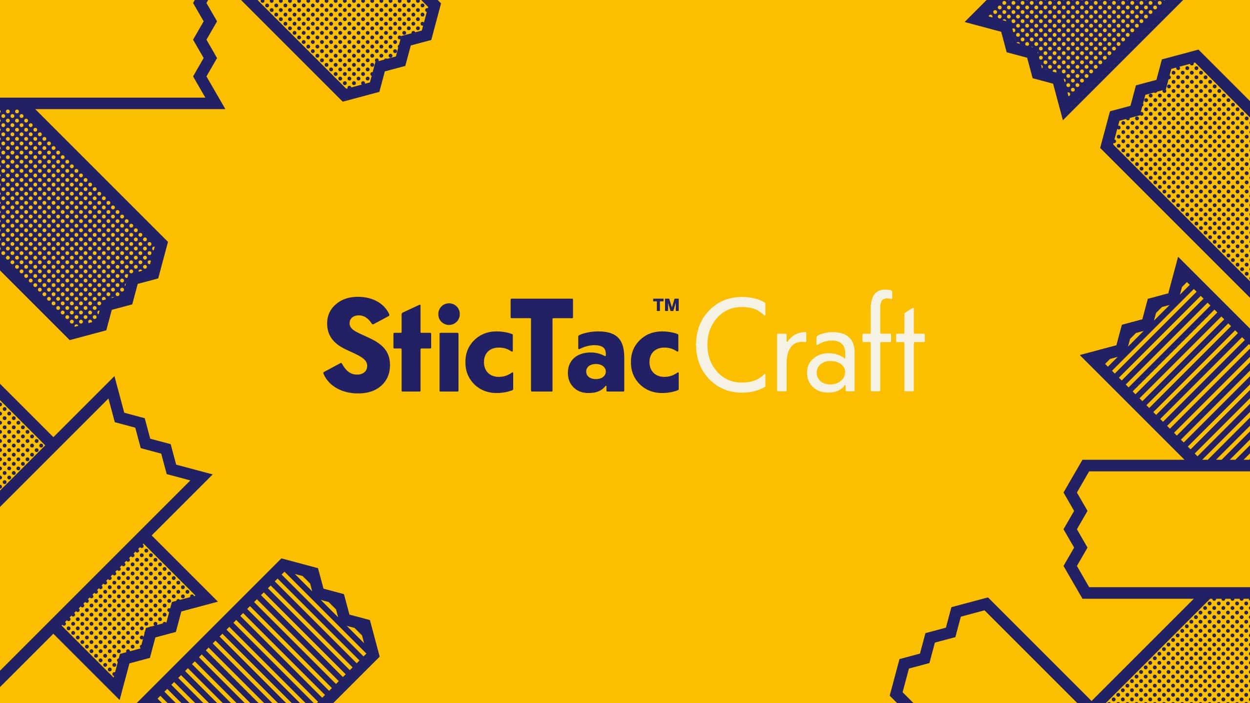 Logo for SticTac Craft against a yellow background