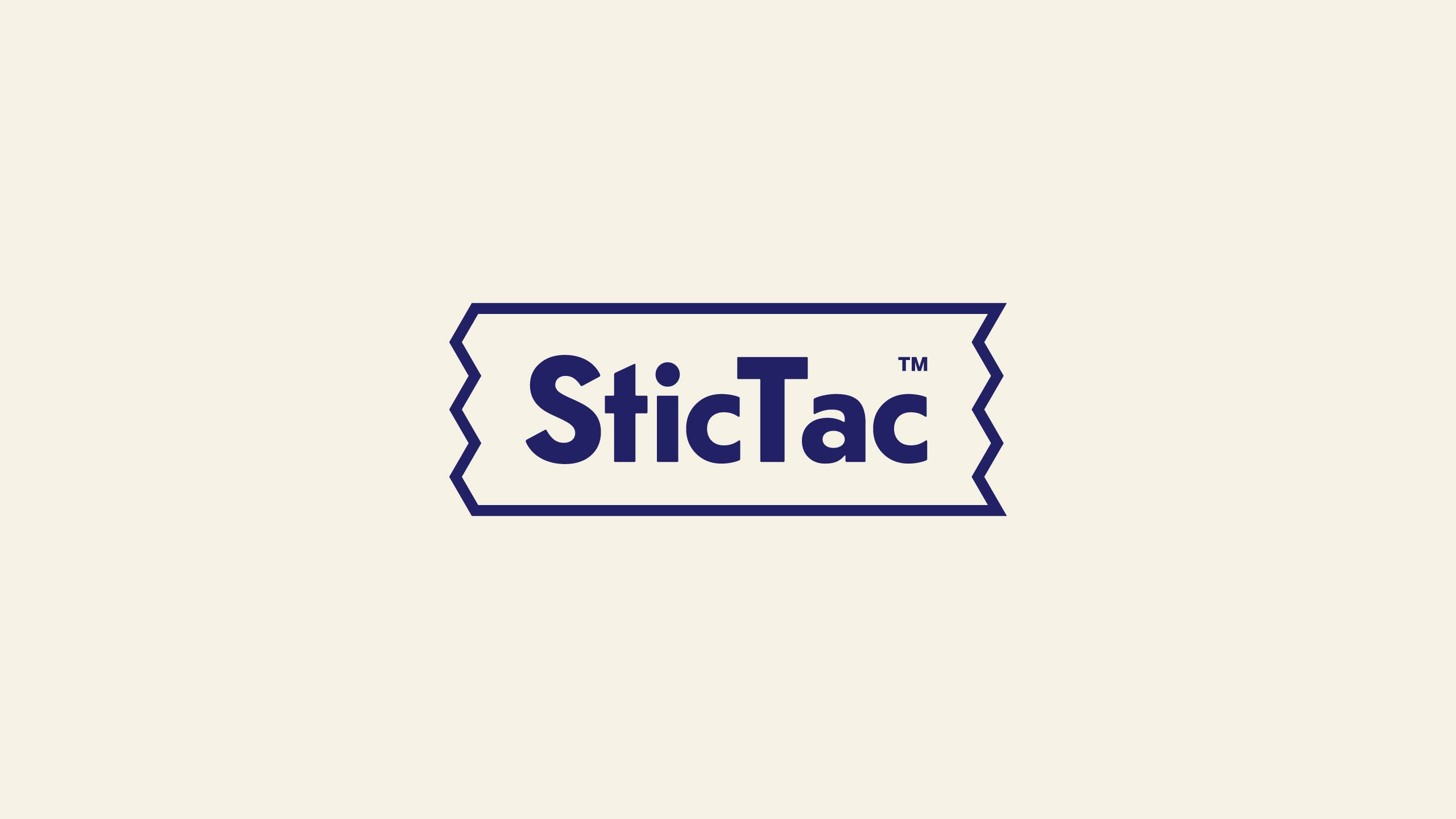 The SticTac logo uses a shape that looks like tape with torn edges