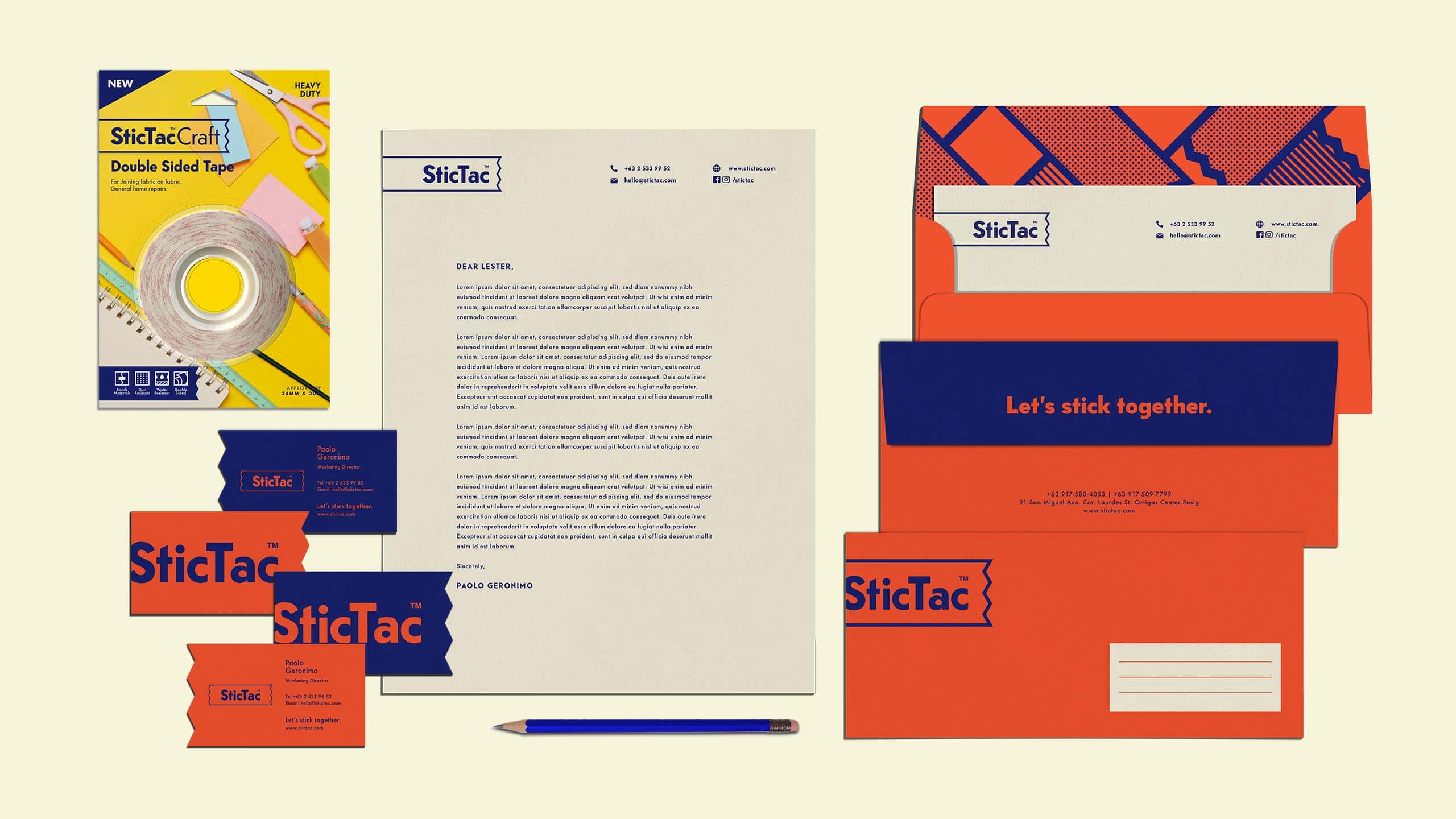 Branded stationary and packaging for tools and supplies brand SticTac
